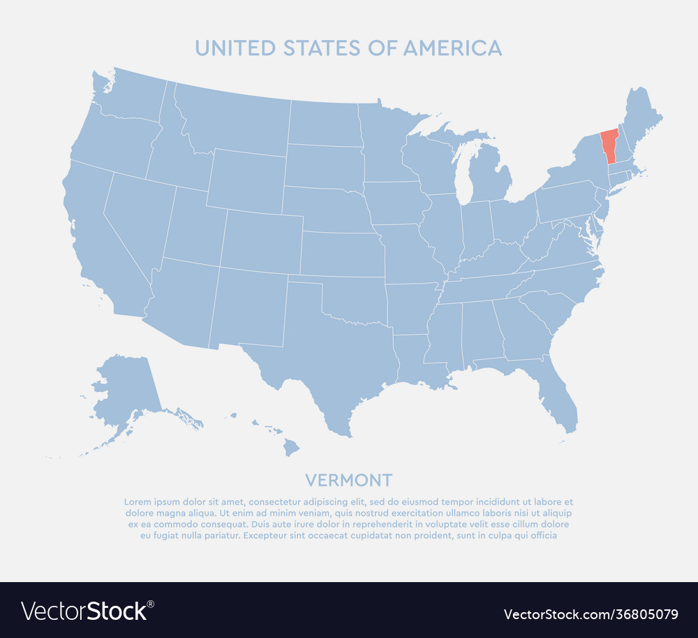 Vermont On World Map Map United States America And State Vermont Vector Image