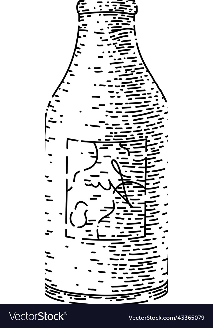 Milk bottle sketch hand drawn Royalty Free Vector Image