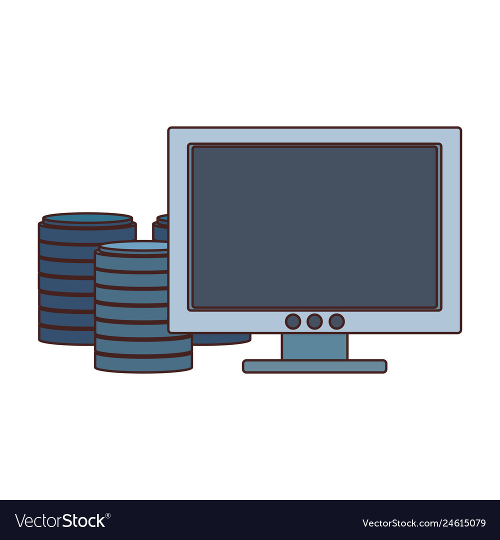 Pc screen with disks storage vector image Pc screen with disks storage