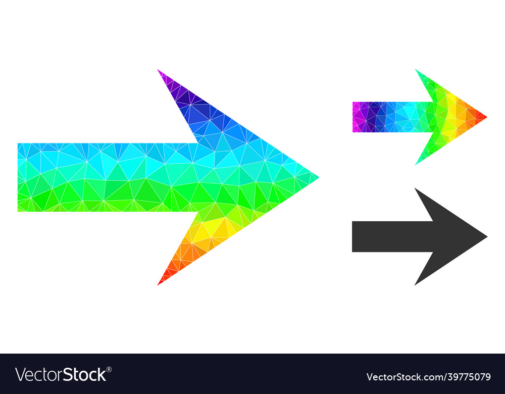 Polygonal arrow right icon with spectral vector image Polygonal arrow right icon with spectral