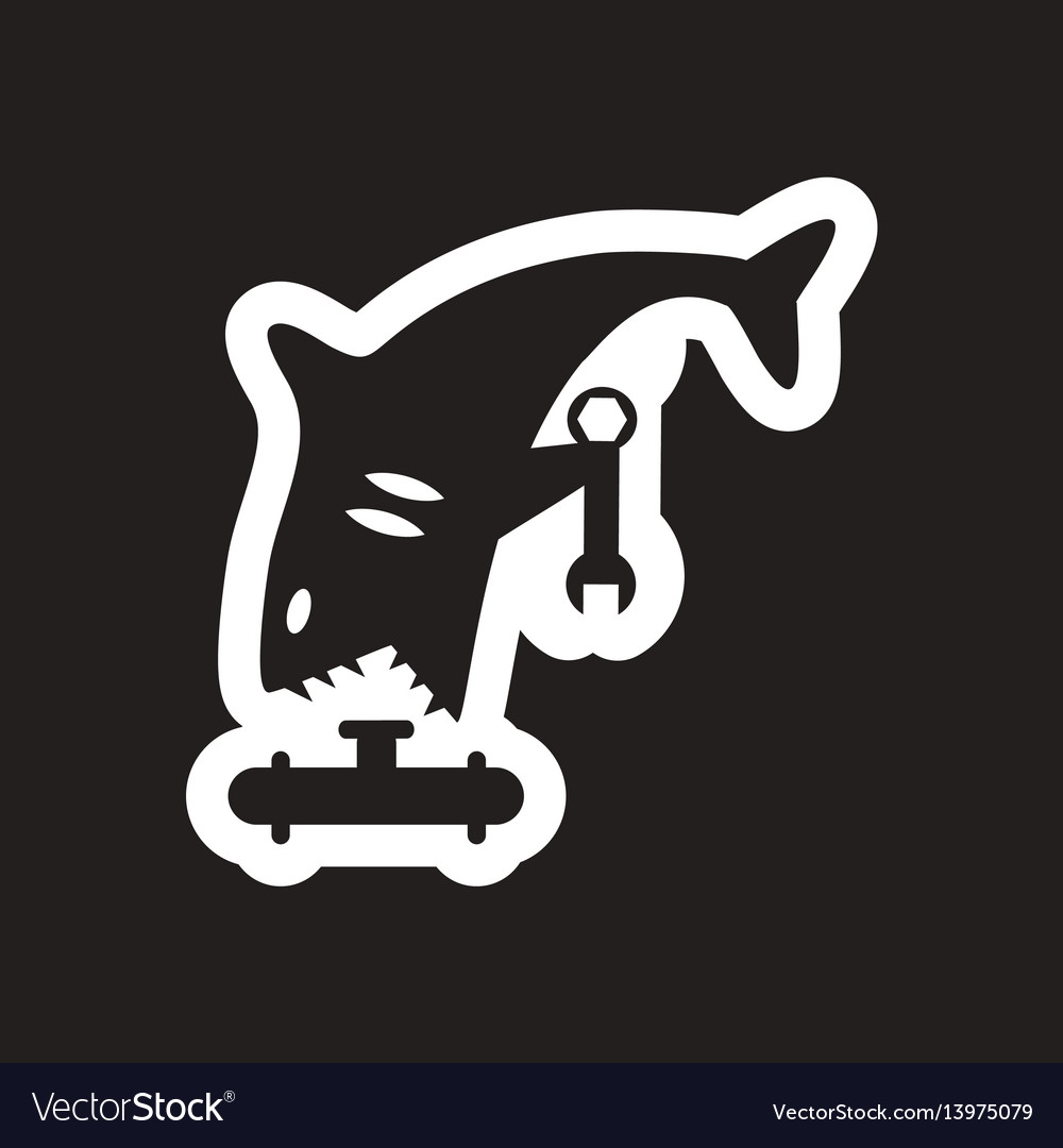 Style black and white icon shark plumber