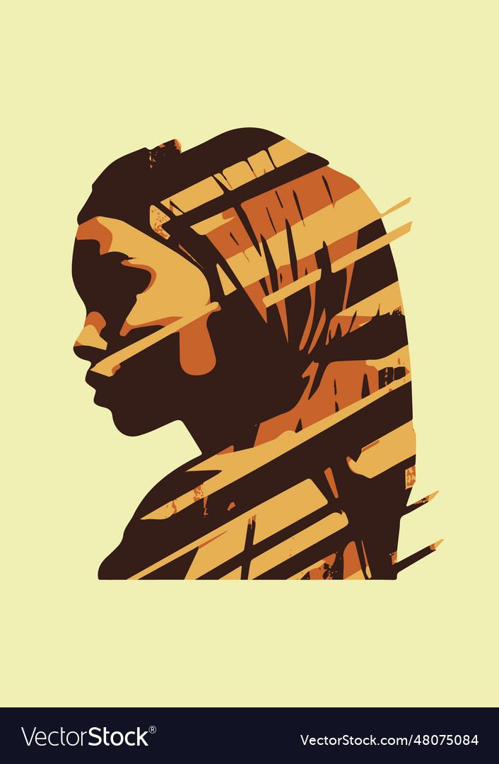 Black woman style head side view Royalty Free Vector Image