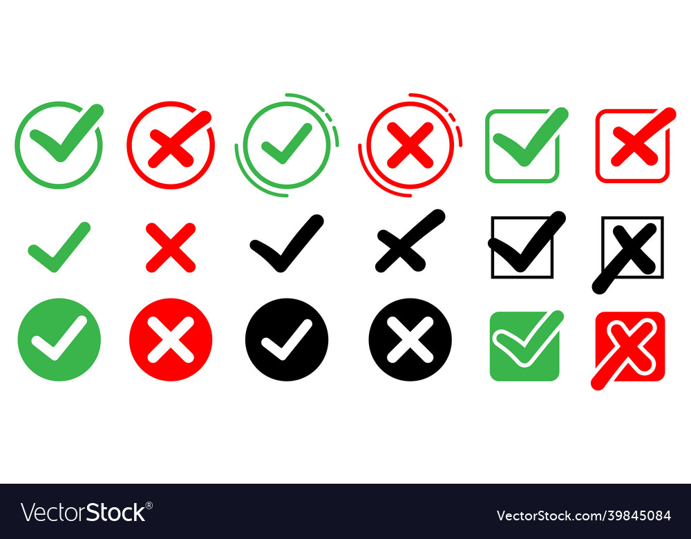 Checkmark icons set a collection of web button vector image Checkmark icons set a collection of web button