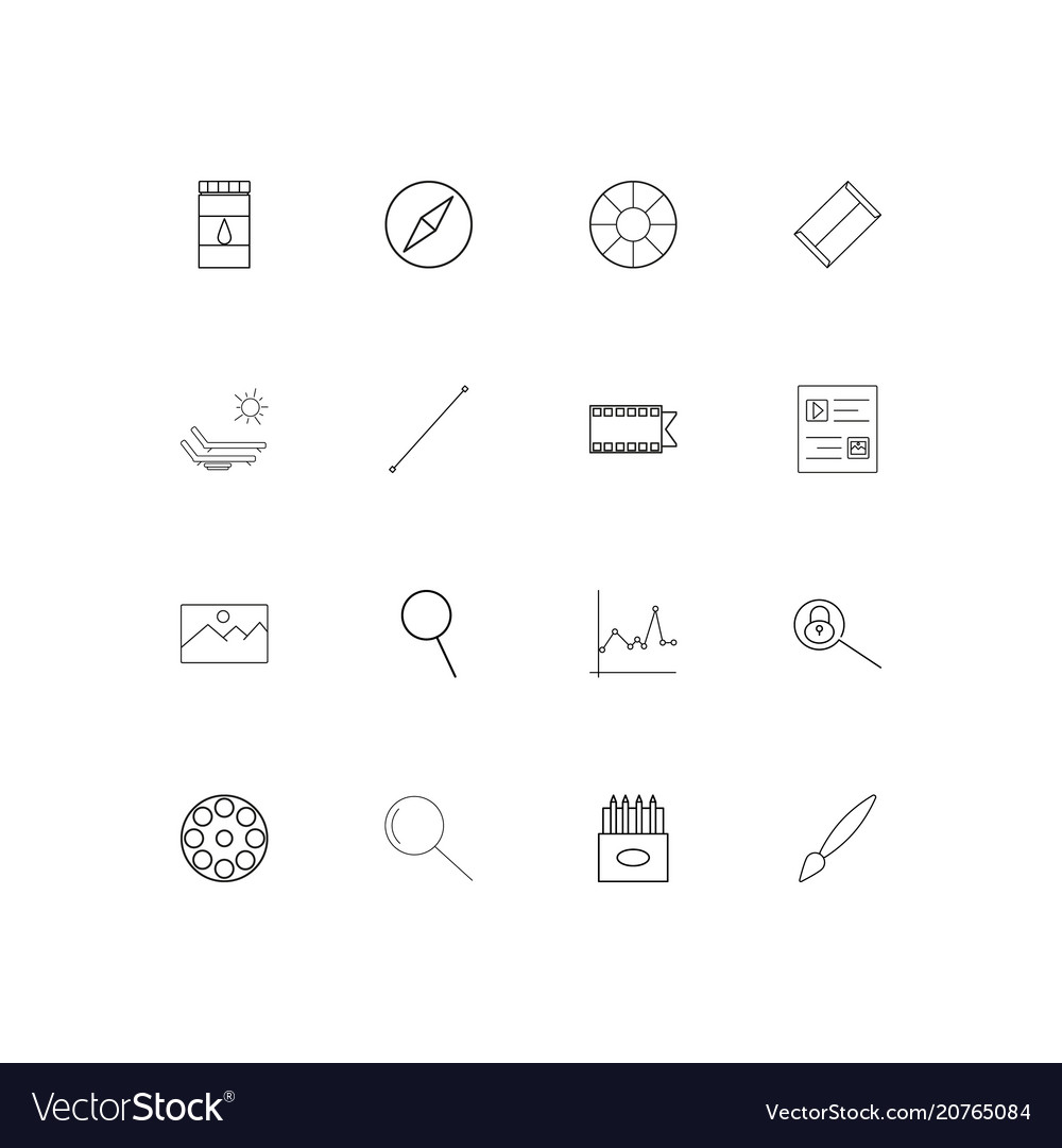 Creative process and design linear thin icons set