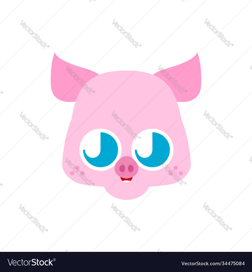 Cute kawaii pig isolated funny swine cartoon