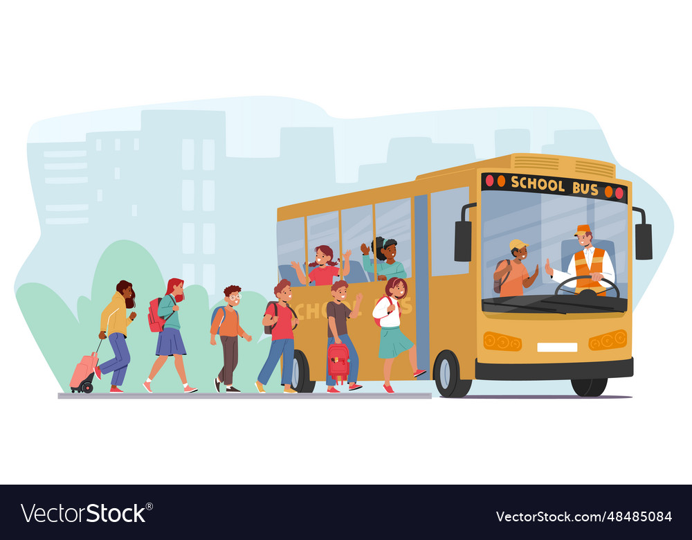 Spannende Kinder eagerly Bord der Schulbus vector image Spannende Kinder eagerly Bord der Schulbus