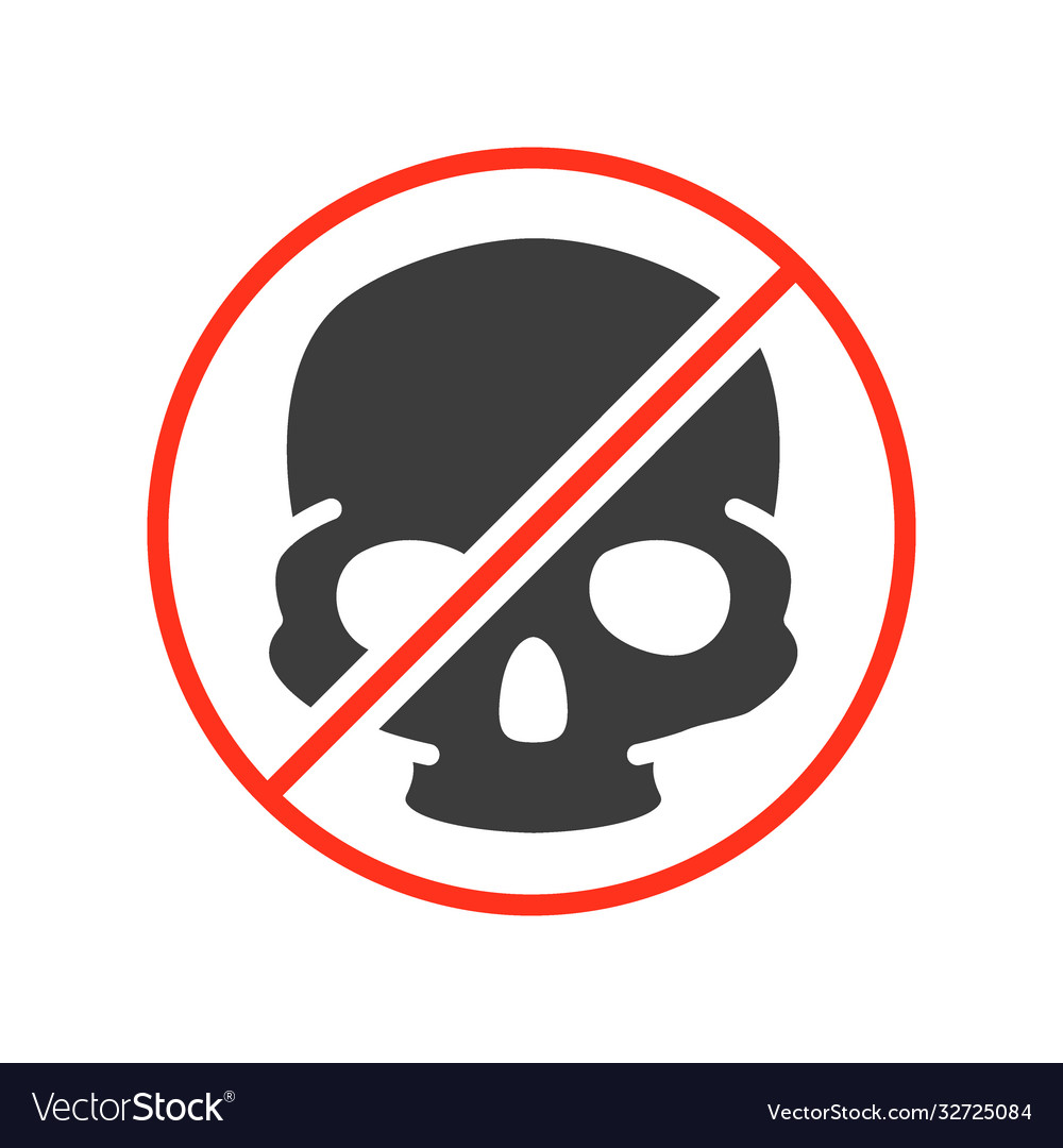 Forbidden sign with a human skull colored icon