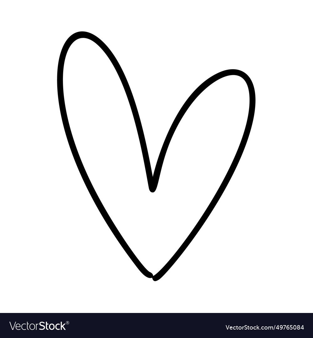 Hand Drawn Love Heart Logo Line Royalty Free Vector Image