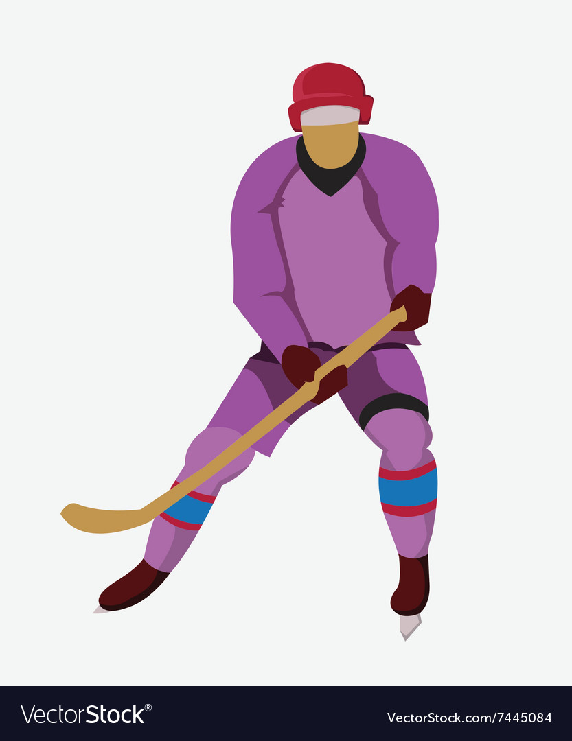 Hockey player with a stick and skates