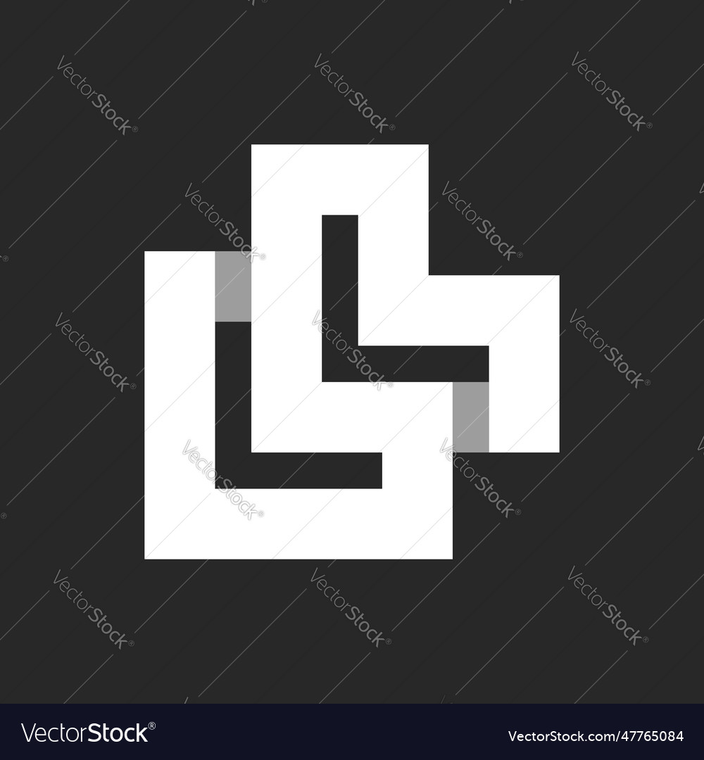 Initials bold letters ll monogram logo wide lines Vector Image