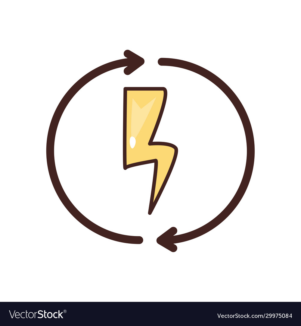 Isolated thunder inside arrows fill style icon