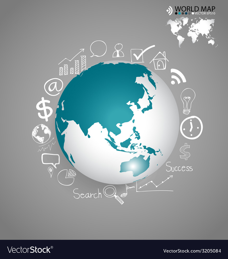 Modern globe with application icon template