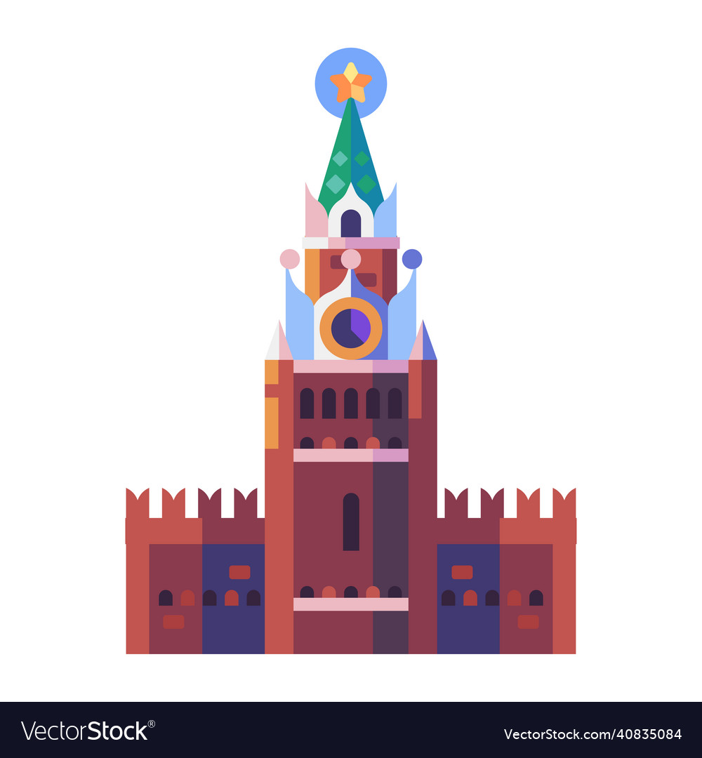 Moscow travel icon with savior tower of kremlin Vector Image