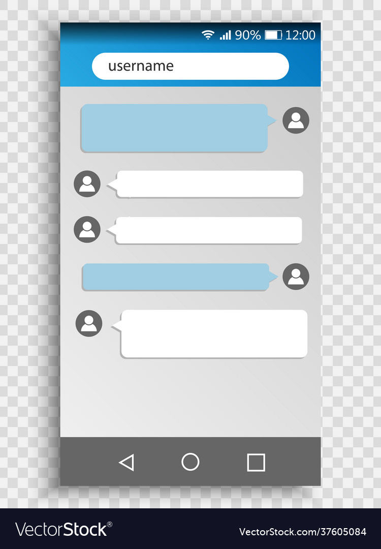 Phone chat interface sms messages screen vector image Phone chat interface sms messages screen