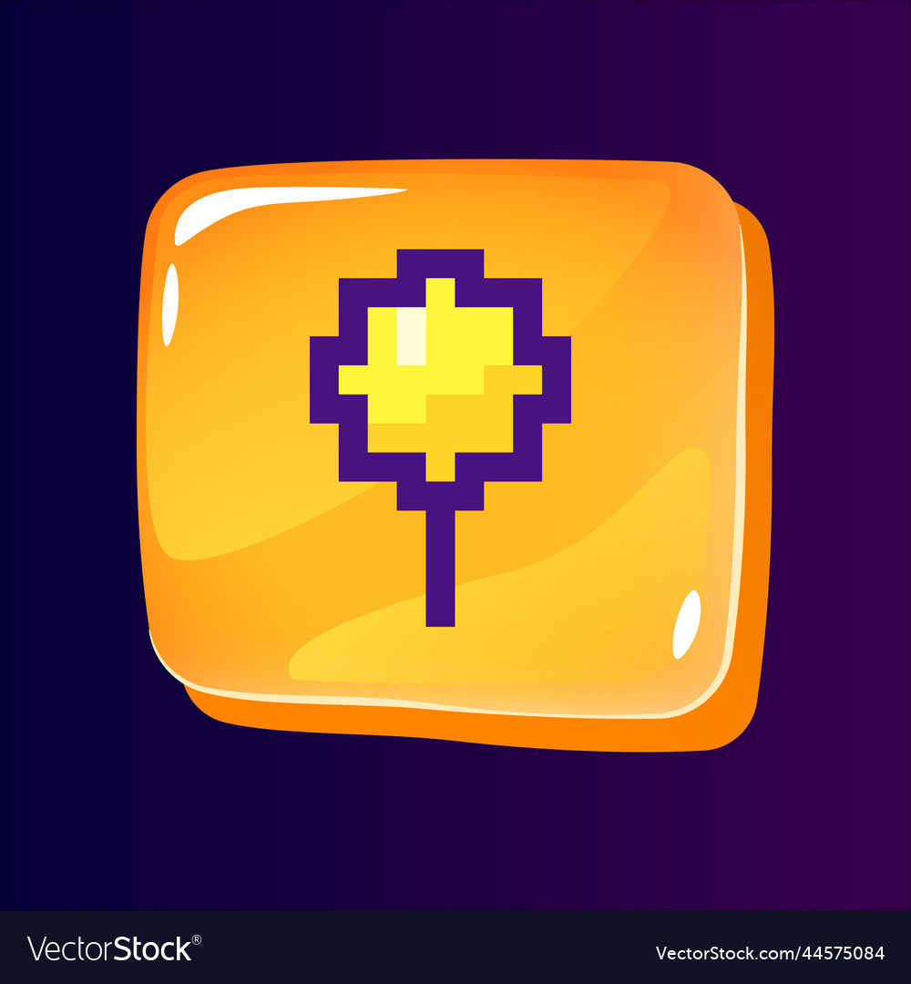 Pin glossy ui button with pixelated color icon vector image Pin glossy ui button with pixelated color icon