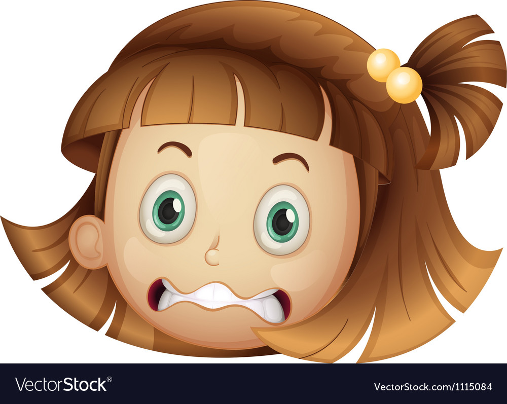 Scared Face Expression - Cute Cartoon Girl Illustration Stock