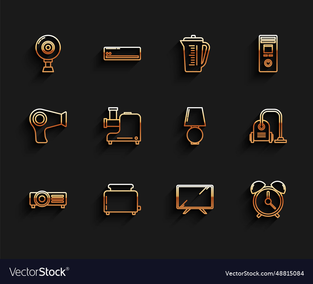 Set line toaster with toasts web camera smart tv vector image Set line toaster with toasts web camera smart tv