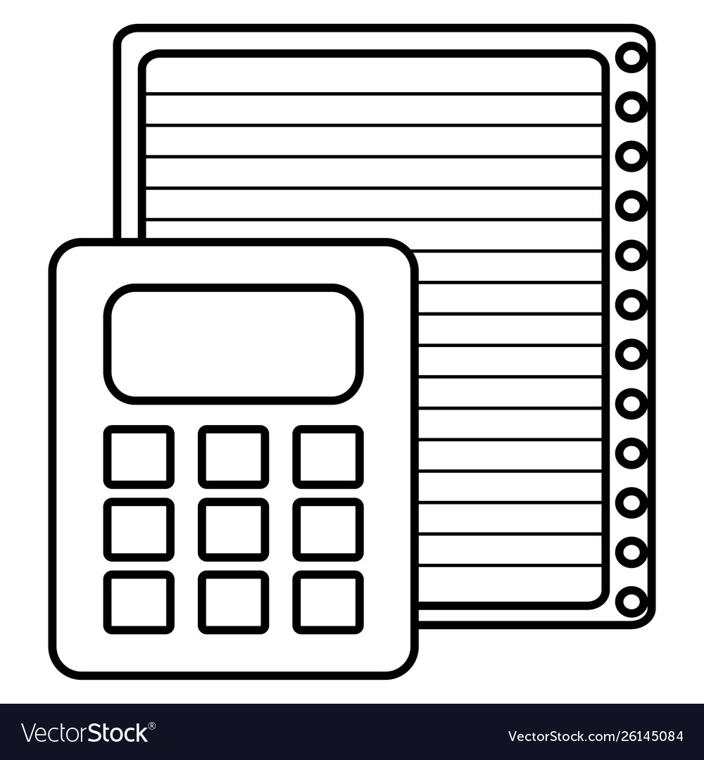 Sheet notebook paper with calculator