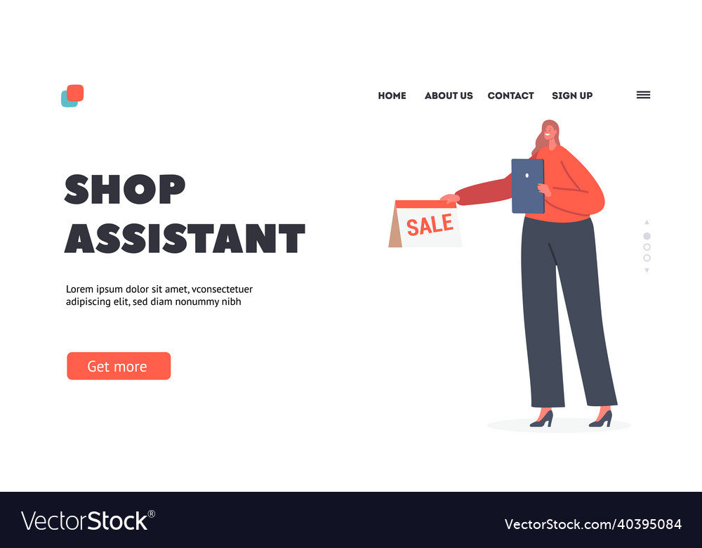 Shop assistant landing page template positive