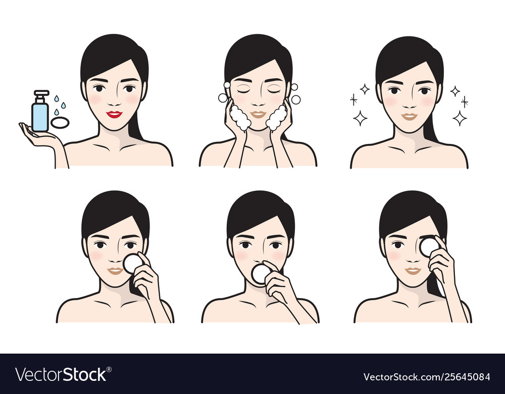 Steps how to facial care Royalty Free Vector Image