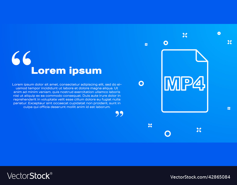 White line mp4 file document download button vector image White line mp4 file document download button