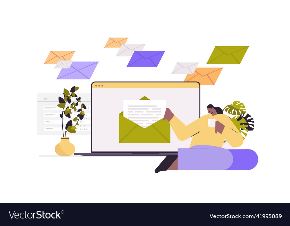 African american woman reading or writing letter vector image African american woman reading or writing letter