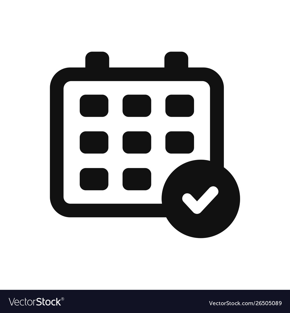 Calendar and checked icon in modern design style