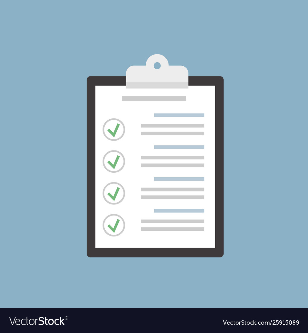 Check list clipboard in flat style vector image Check list clipboard in flat style