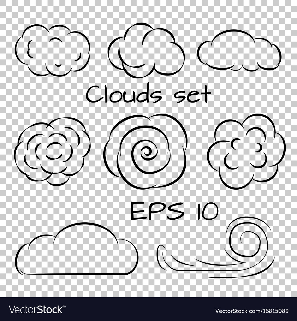 Clouds set line icons