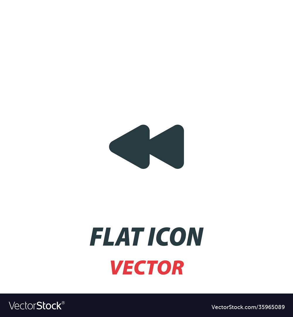 Fast rewind media control icon in a flat style vector image Fast rewind media control icon in a flat style