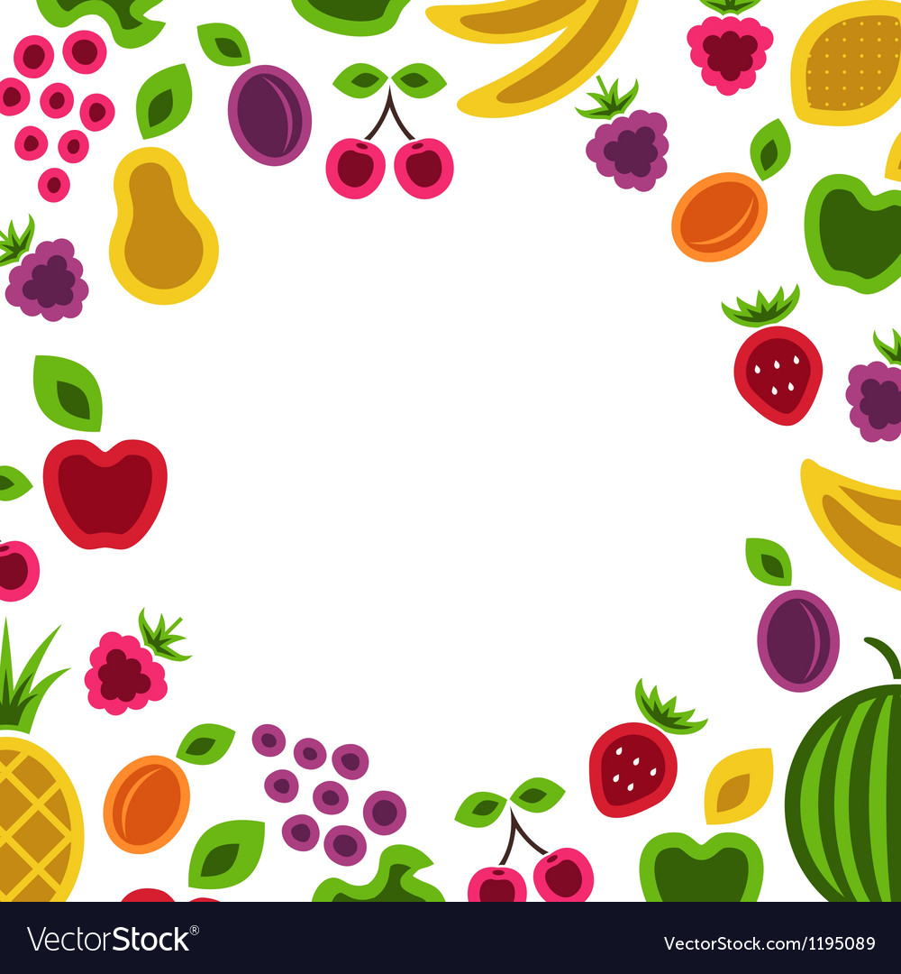 Fruits and berries frame composition Royalty Free Vector