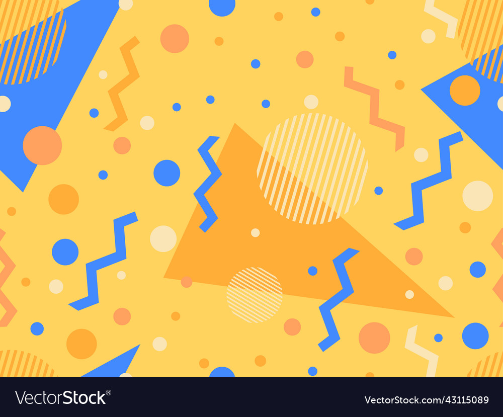 Geometric seamless pattern in 80s style vector image Geometric seamless pattern in 80s style