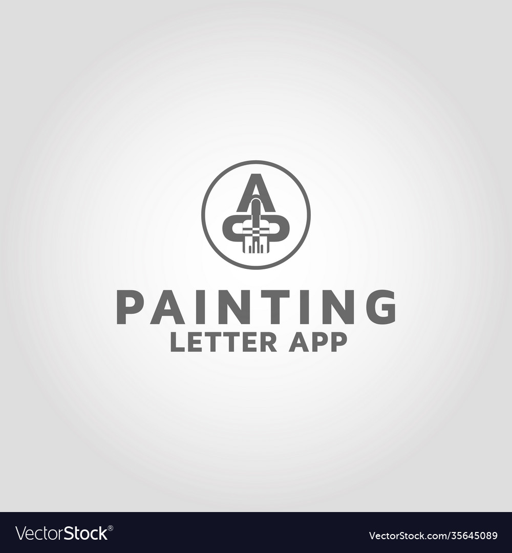 Painting and letter app logo design template idea