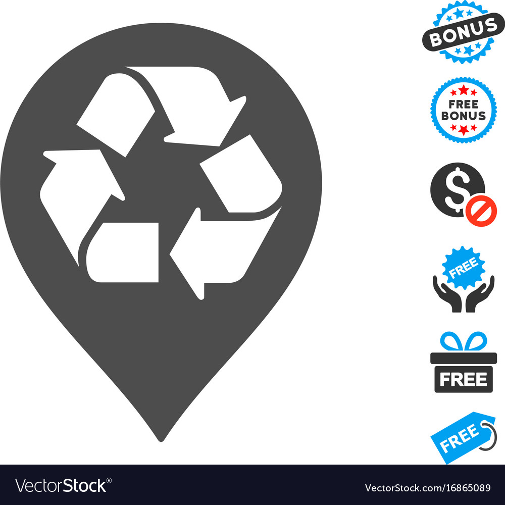 Recycle map marker icon with free bonus