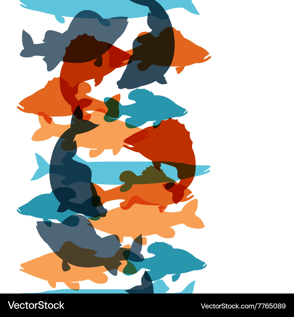 Seamless pattern with various fish Background Vector Image