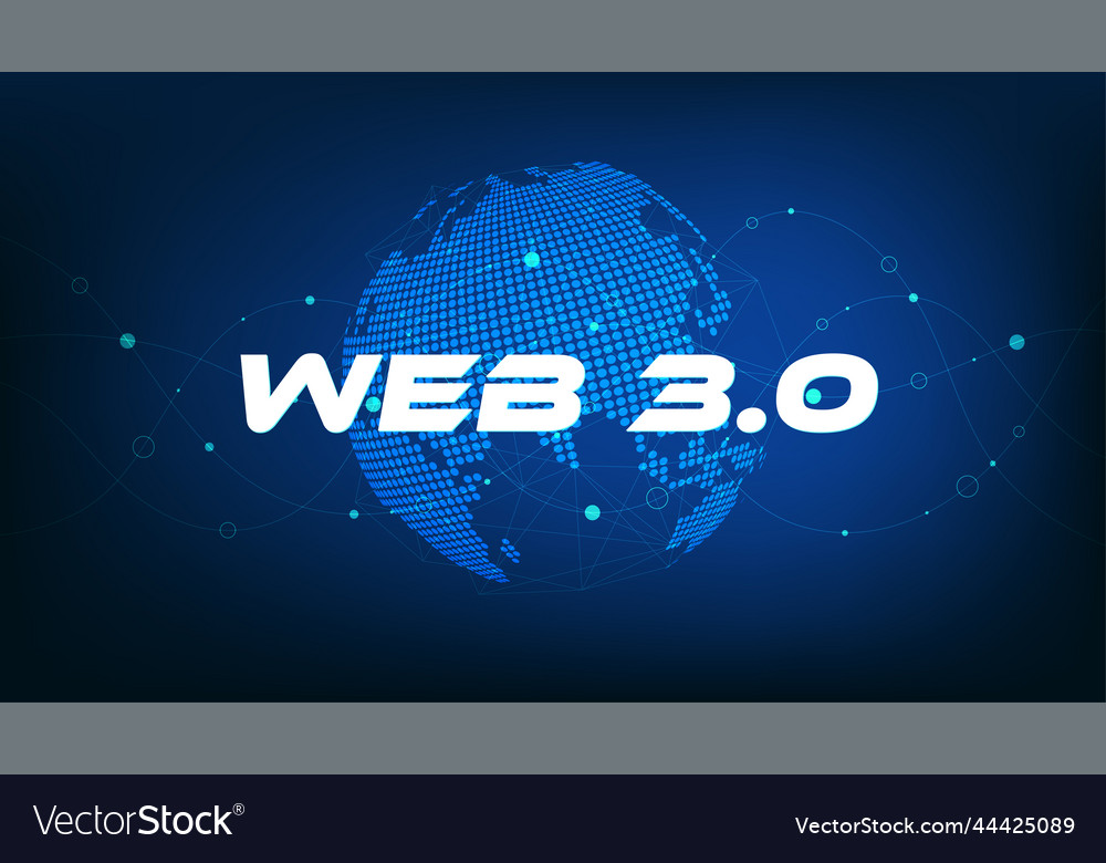 Web 30 text on dot world planet new version vector image Web 30 text on dot world planet new version