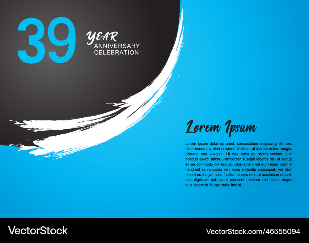 39 year anniversary celebration logotype on blue Vector Image