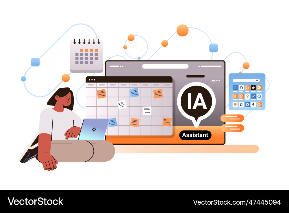 Businesswoman using computer app with personal ai Vector Image