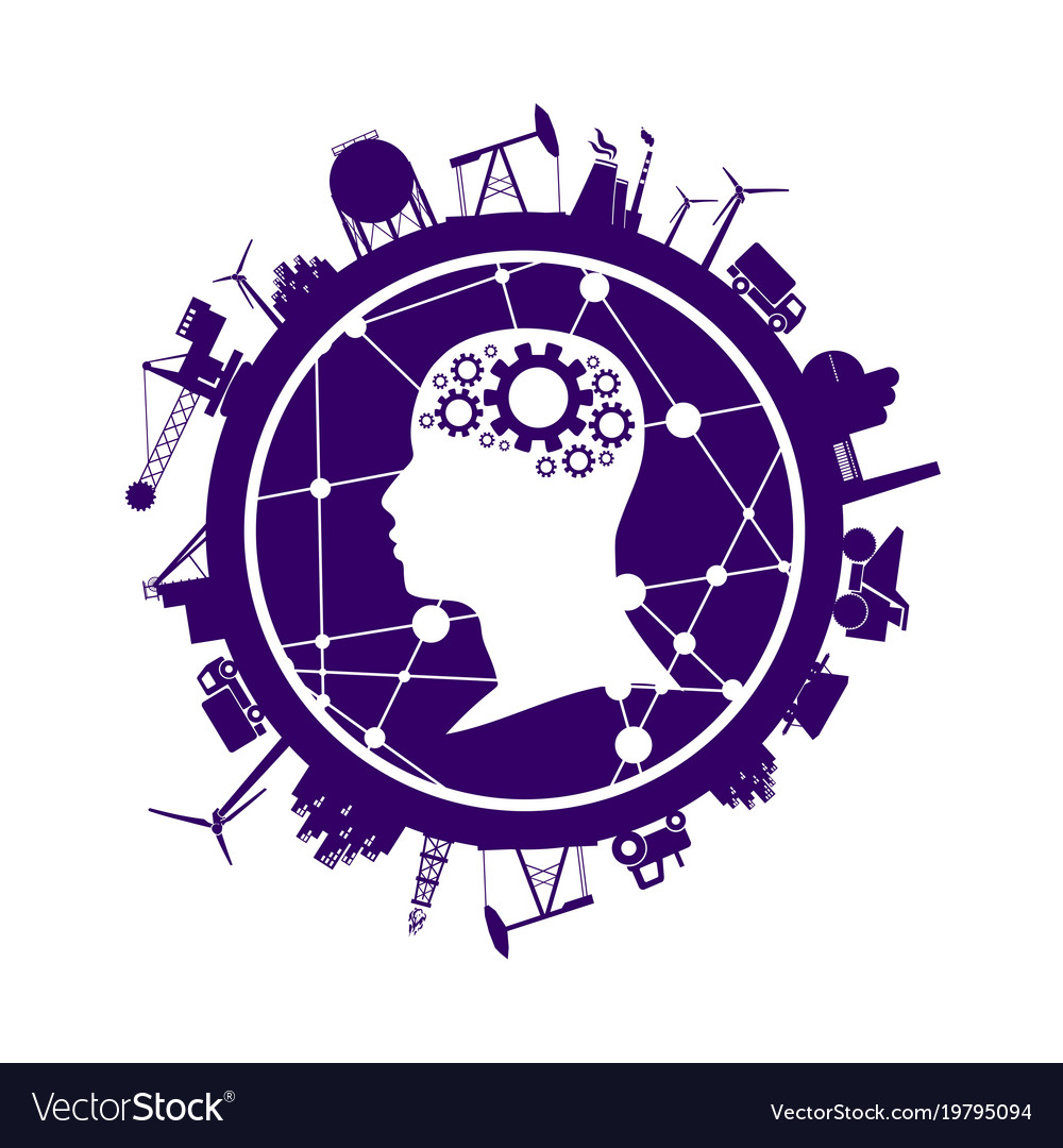 Circle with industry relative silhouettes Vector Image