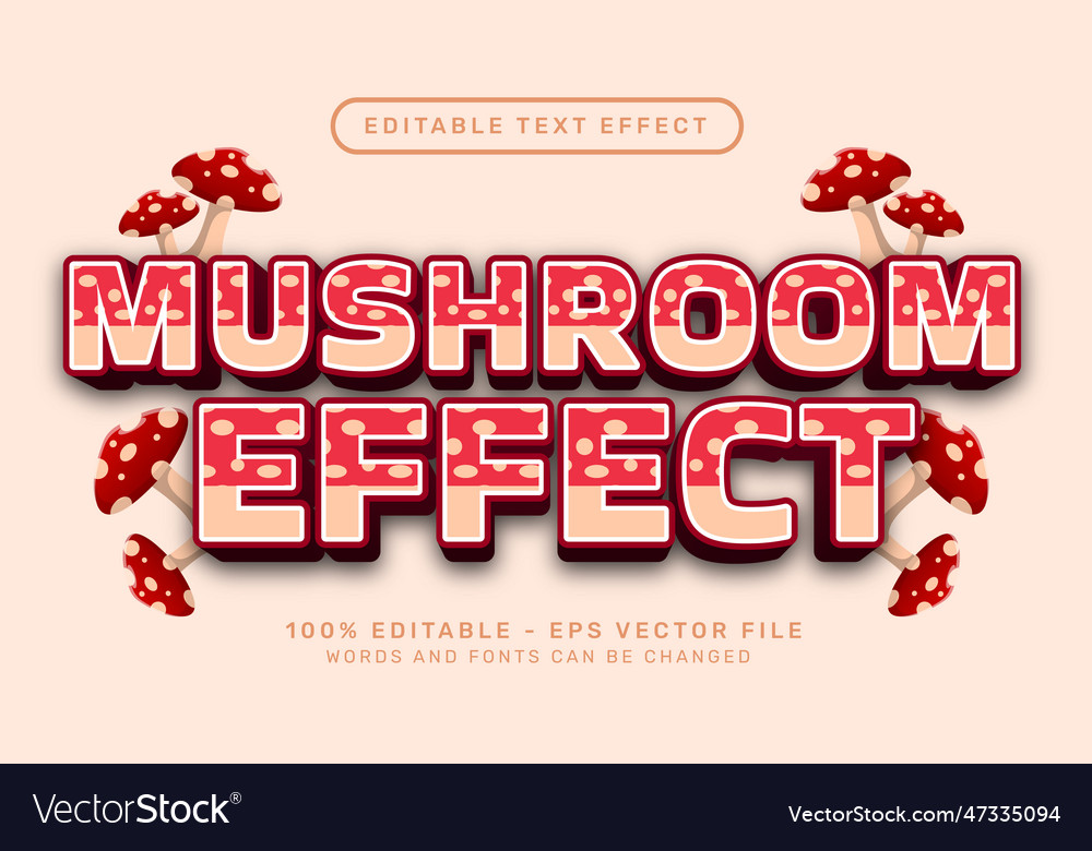 Editable text effect - mushroom 3d style concept