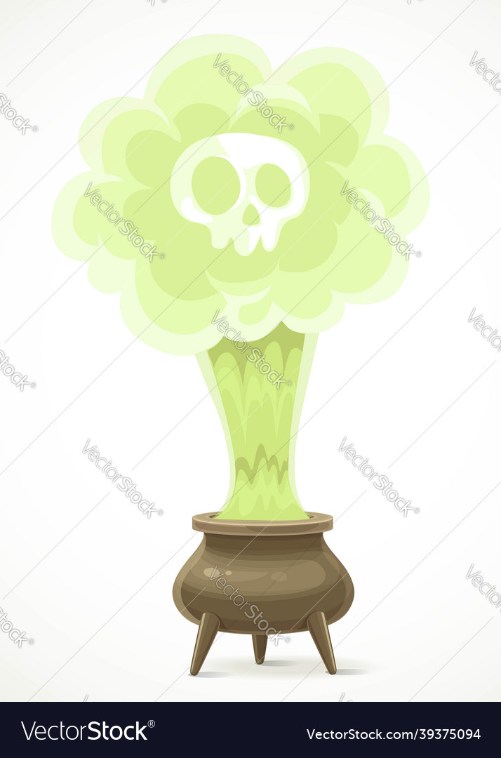 Explosion of a green potion in a cauldron Vector Image