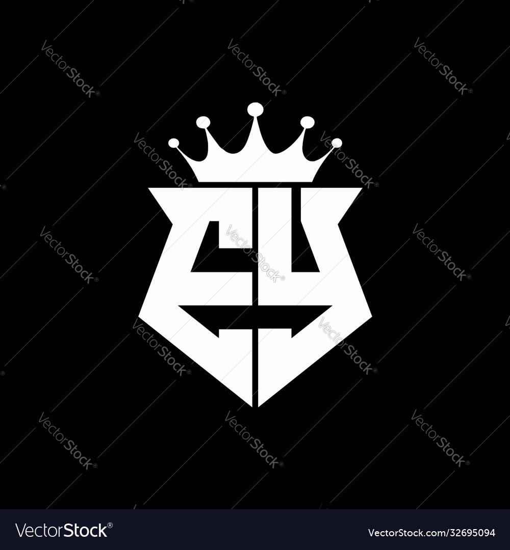 Ey logo monogram shield shape with crown design Vector Image