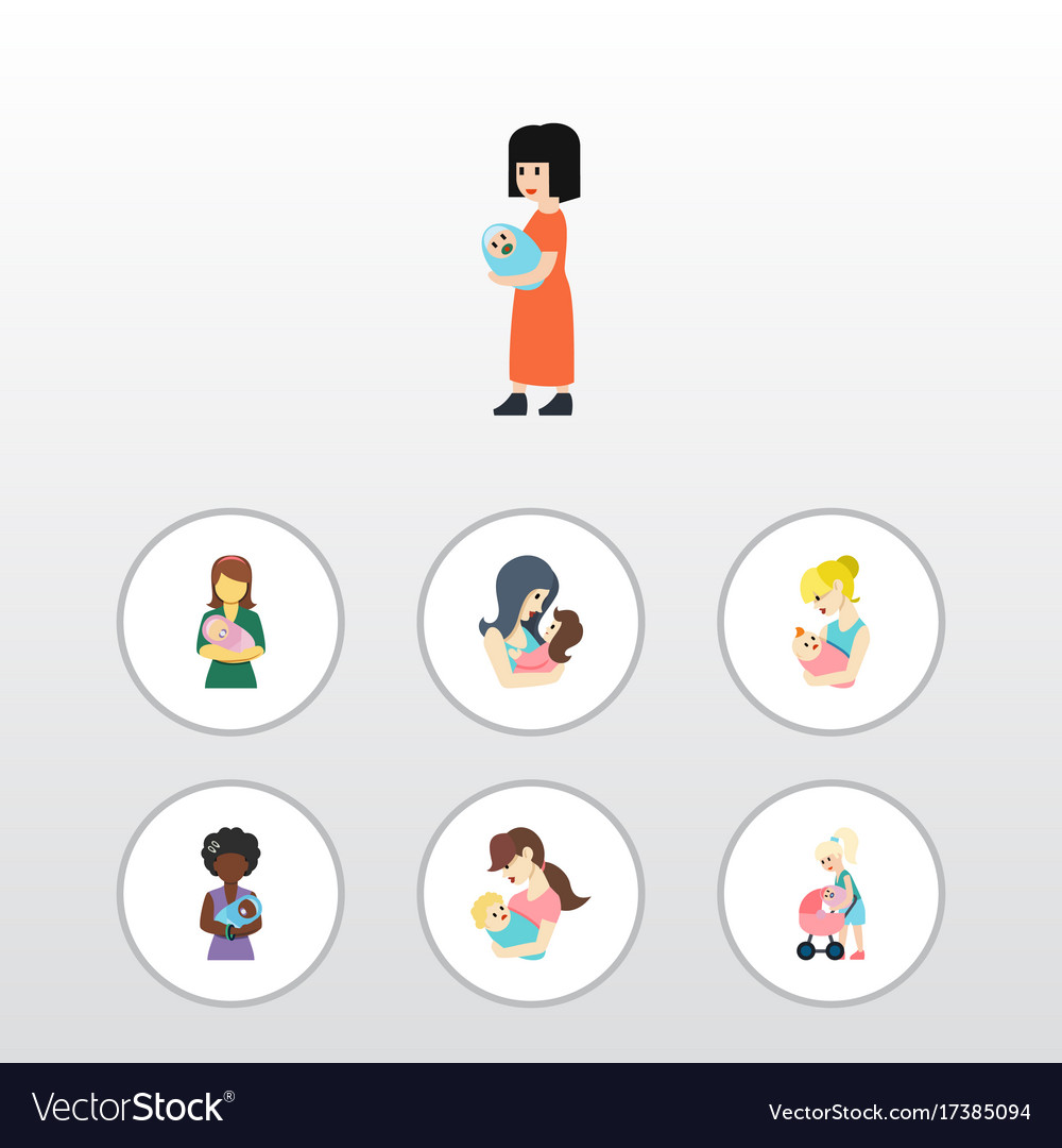 Flat icon parent set of mother parent mam Vector Image