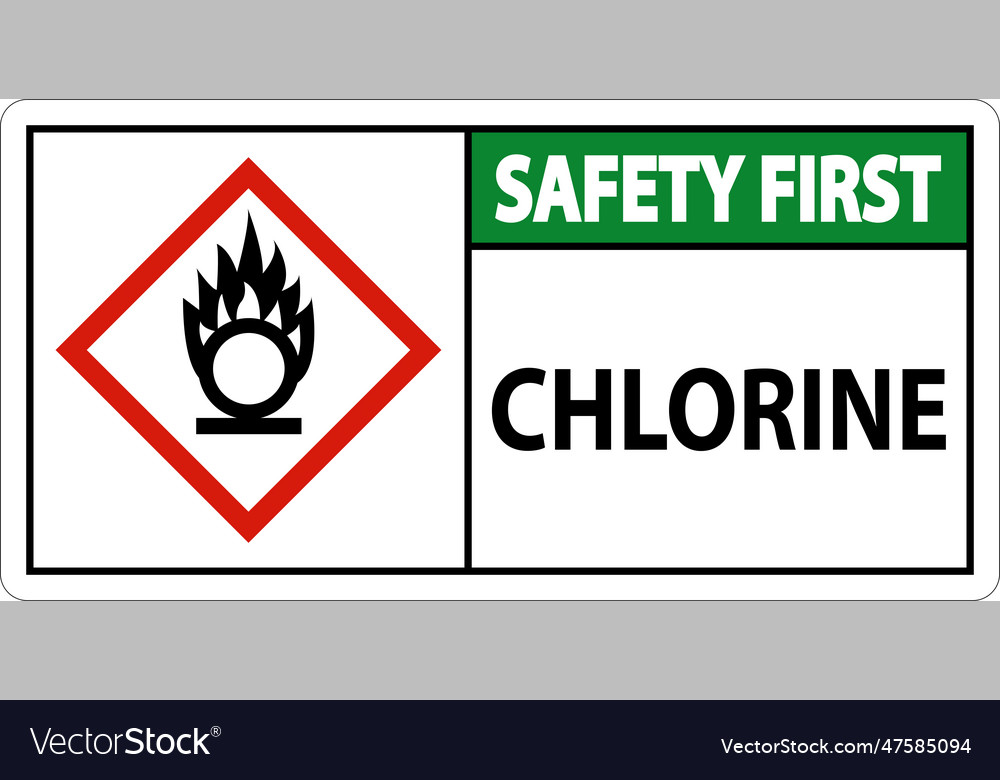 Safety first chlorine oxidizer ghs sign on white