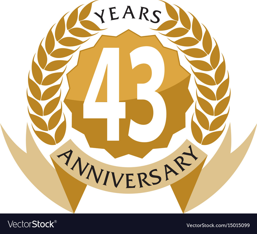 43 years ribbon anniversary Royalty Free Vector Image