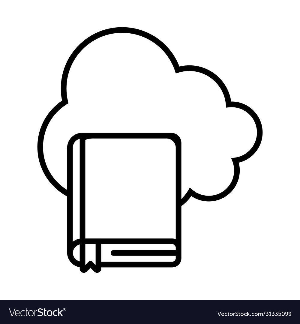 Cloud computing and ebook line style icon