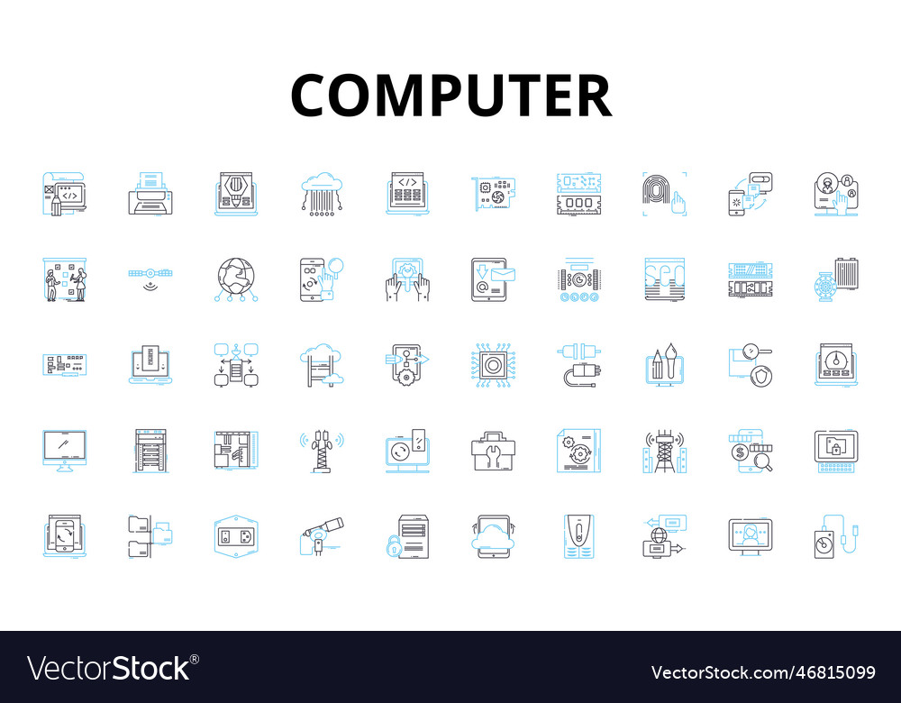 Computer lineare Icons setzen Tastatur Bildschirm Maus vector image Computer lineare Icons setzen Tastatur Bildschirm Maus