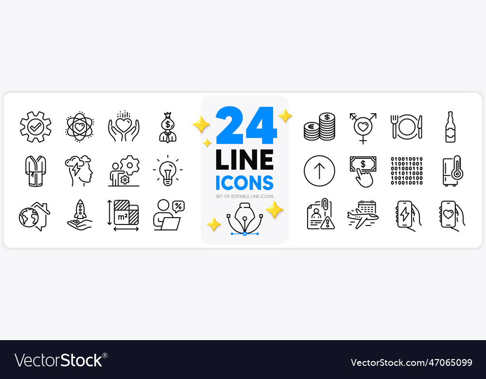 Icons-Set von Idee schweben und halten Herzlinie