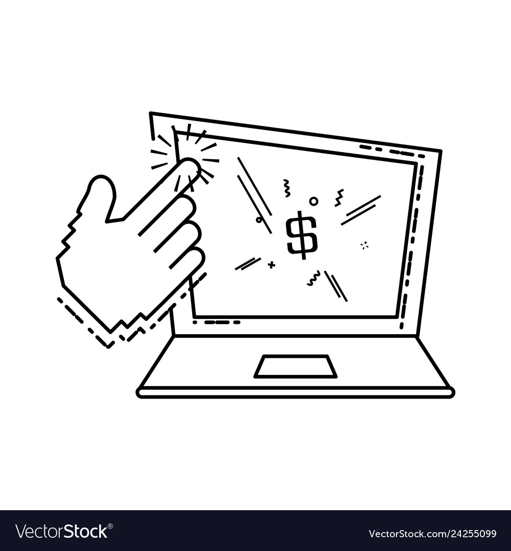 Laptop computer with hand touching