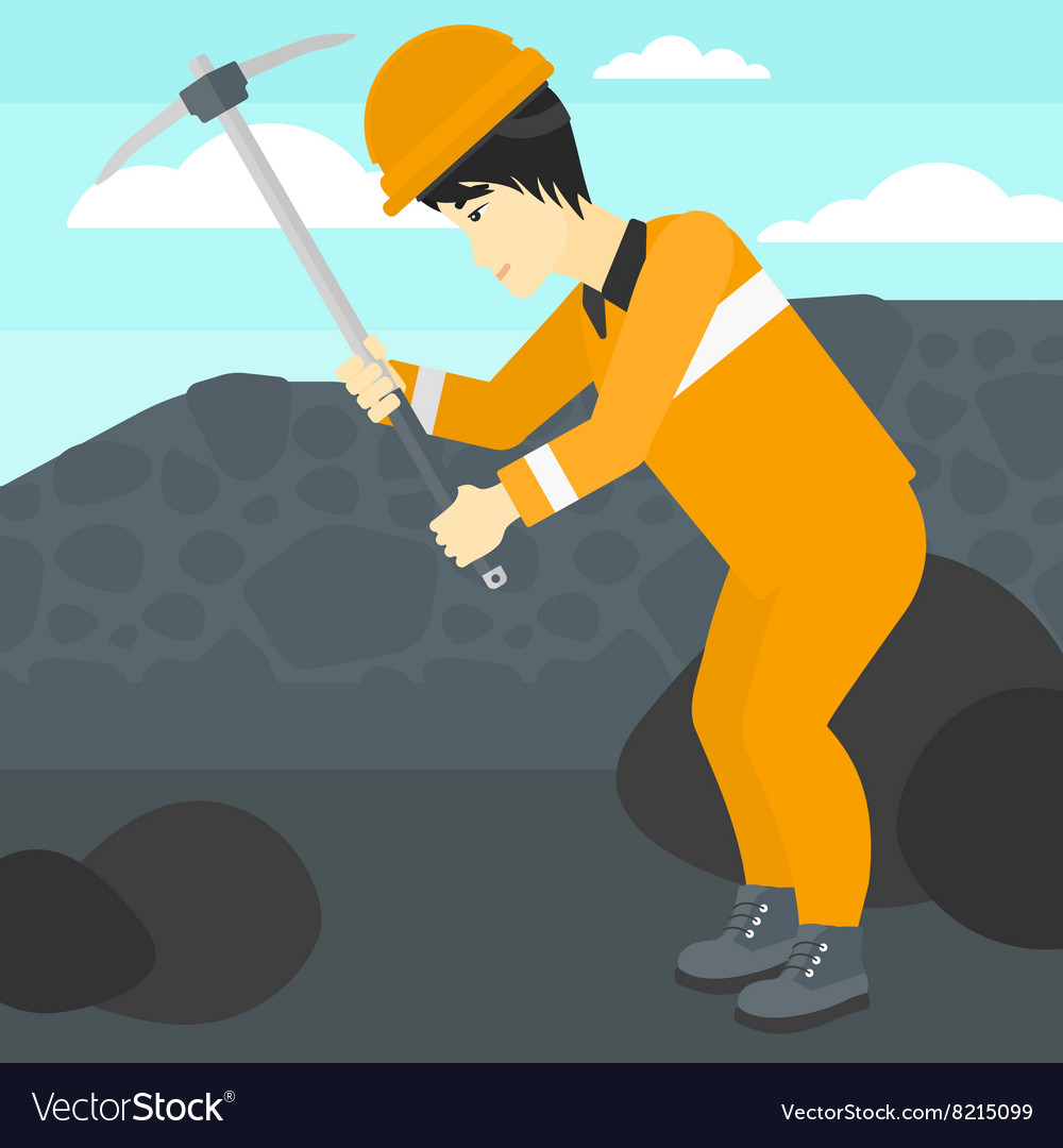 Miner working with pick